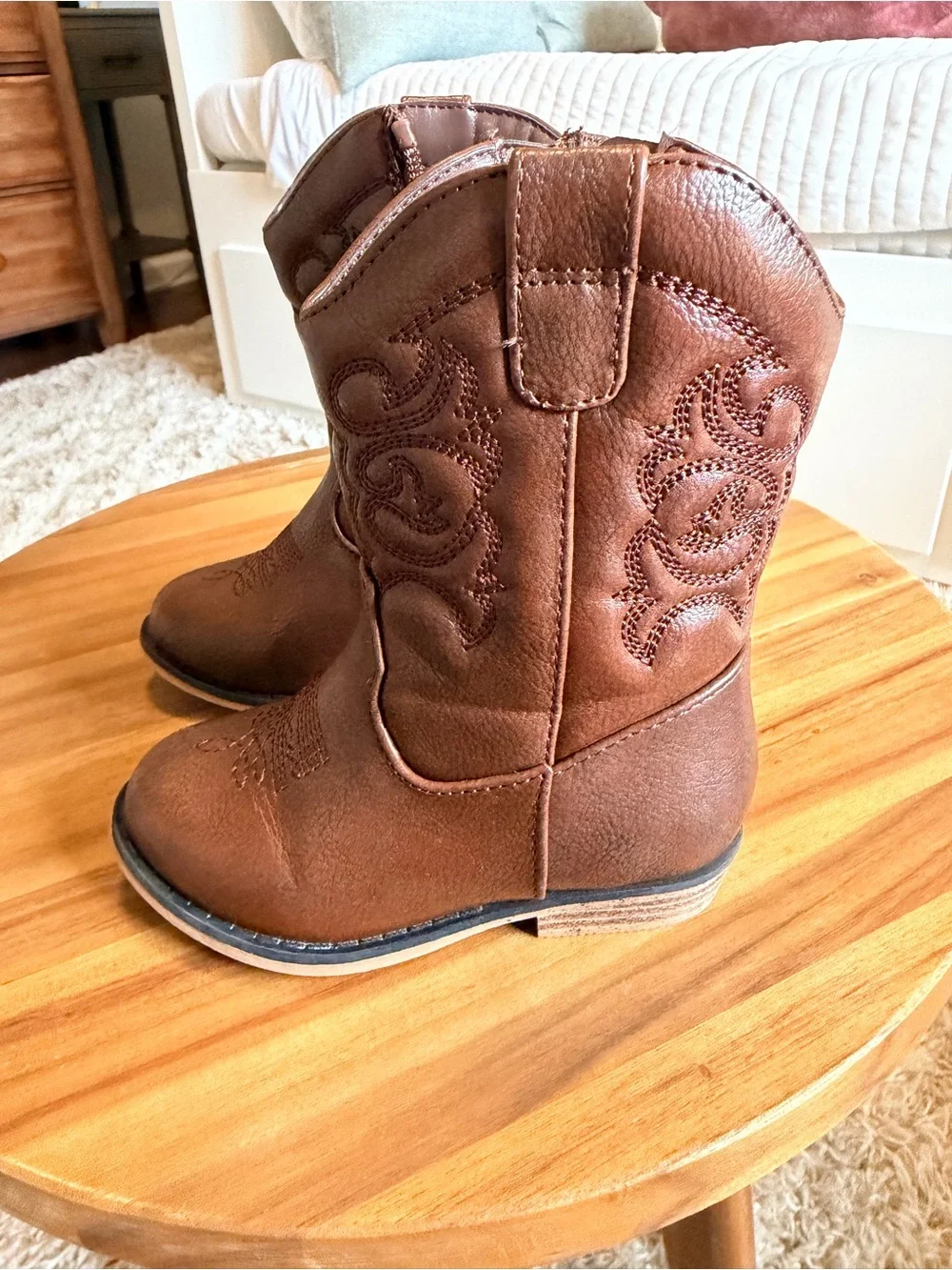 Cat and Jack cowboy boots. Brown Embroidered Western Cowgirl Boots